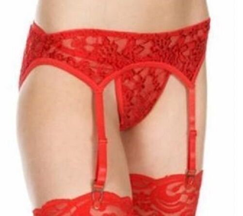 Lace garterbelt and g-string