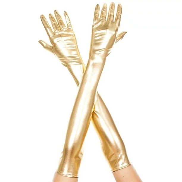 Extra long metallic gloves